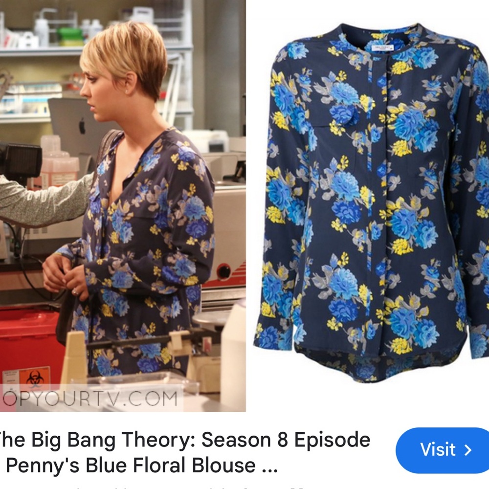 $345 Equipment Floral‎ Lynn Big Bang Silk Top Blouse Shirt Blue Yellow XS S